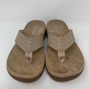 Spenco Women's Thong Sandal Beige Floral Print Size 5 1/2 Medium